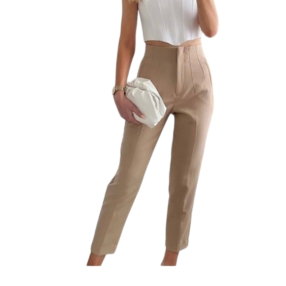 Zara High waisted pants  size-small Cream color - Picture 6 of 14